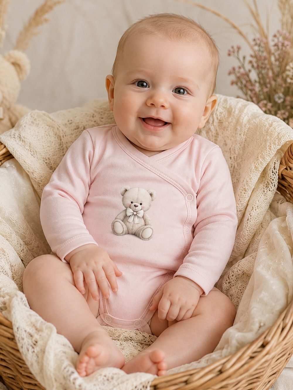 Dječji bodiji dugih rukava na omatanje LITTLE BEAR