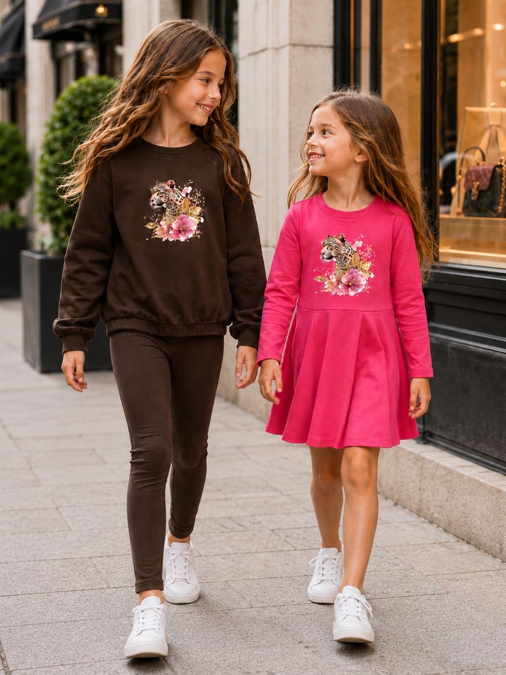 Djevojačka haljina dugih rukava LEOPARD BLOOM