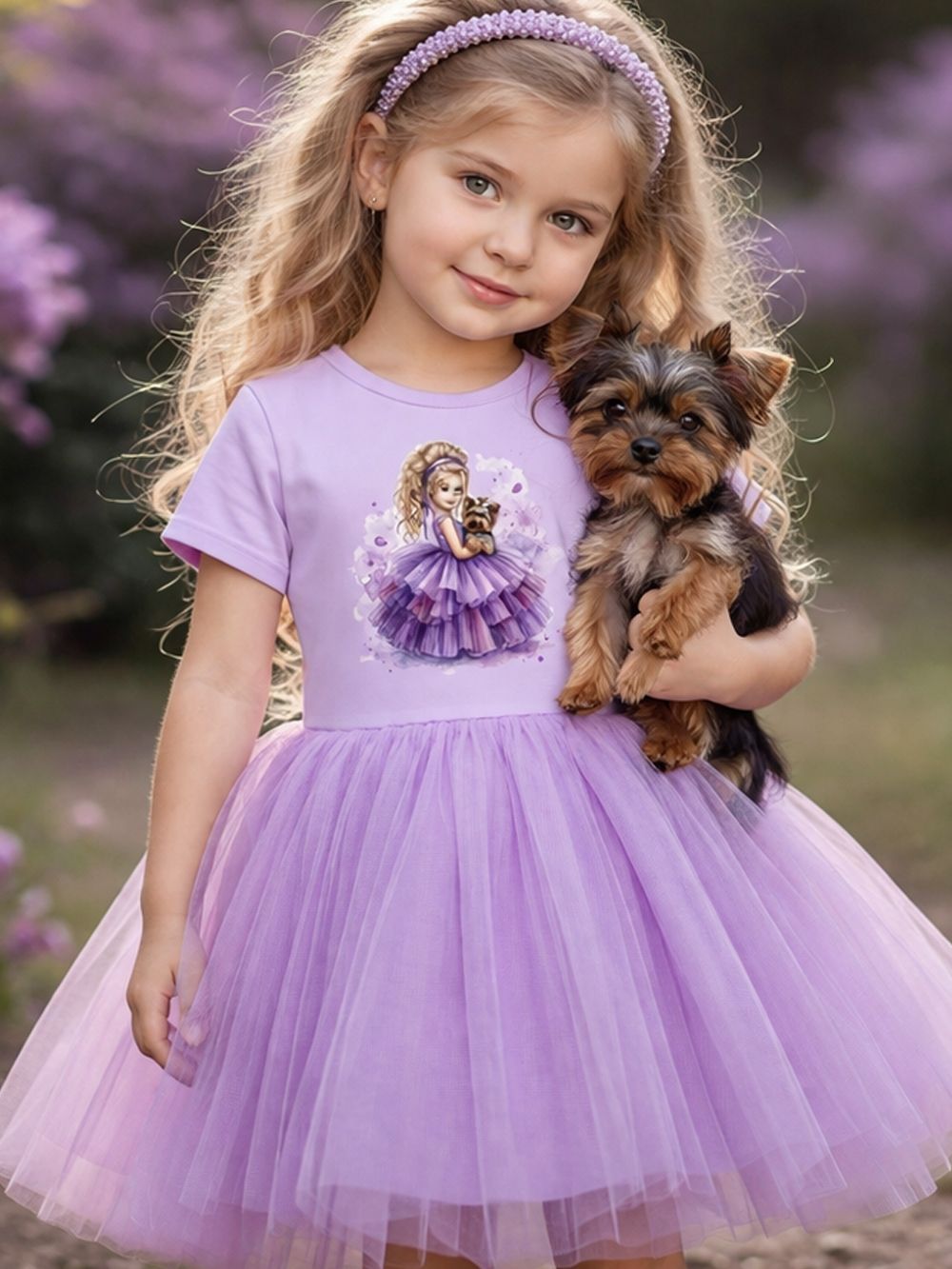 Djevojačka haljina od tila s kratkim rukavima AMETHYST GIRL