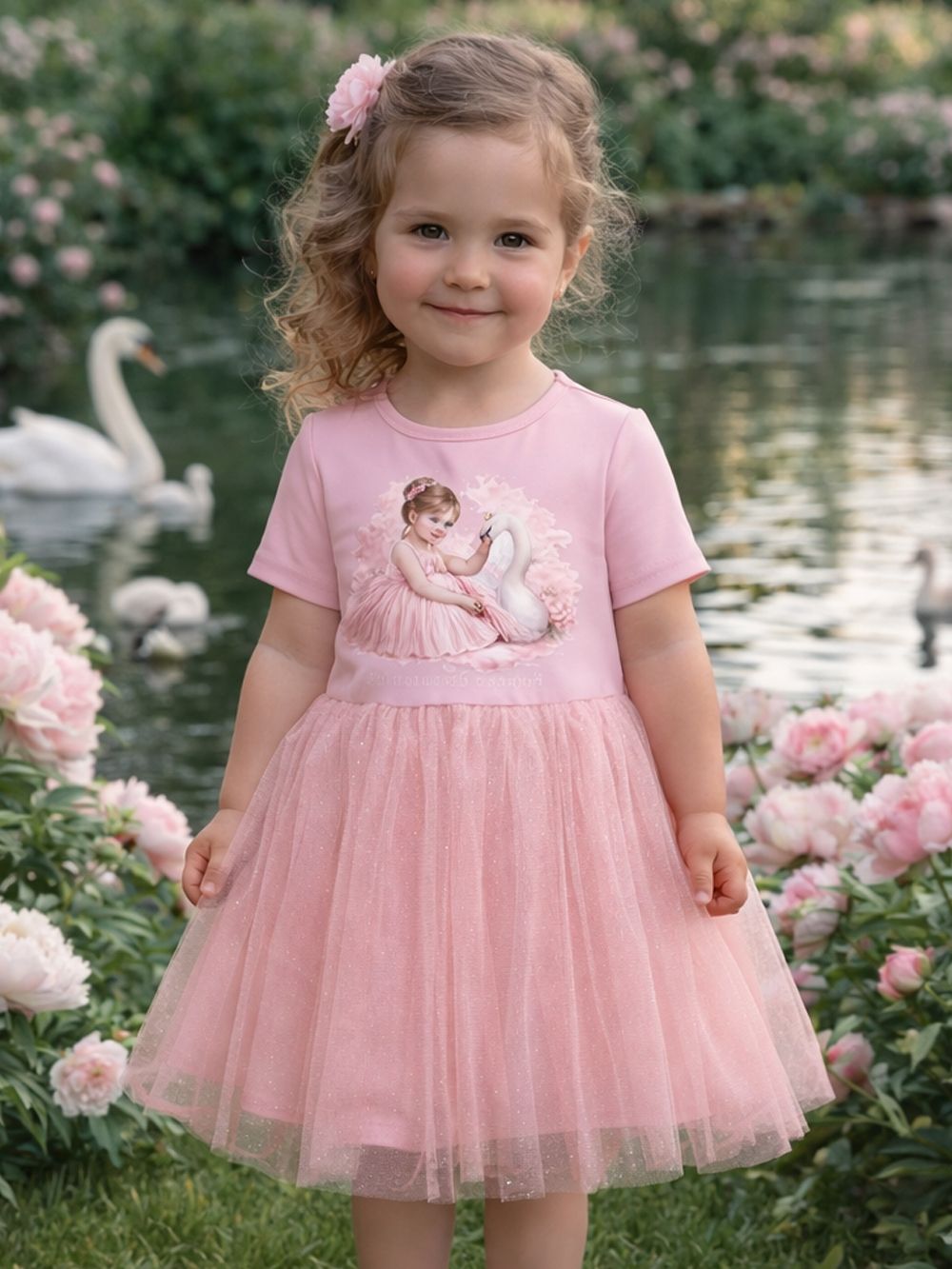 Djevojačka haljina od tila s kratkim rukavima GIRL and SWAN