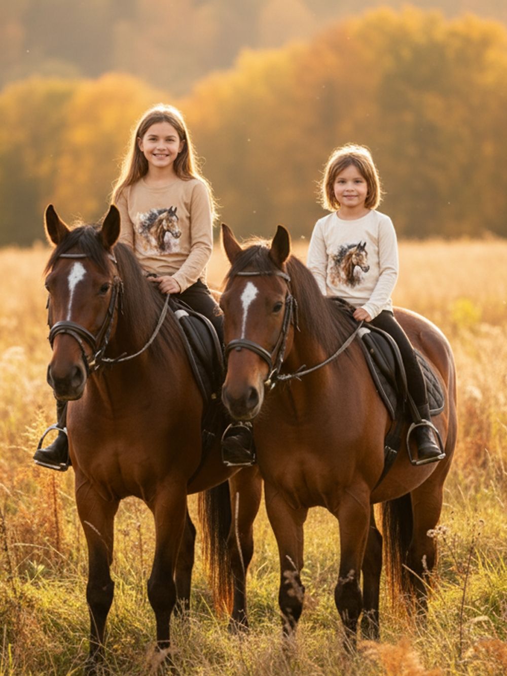 Djevojačka majica s dugim rukavima HORSE