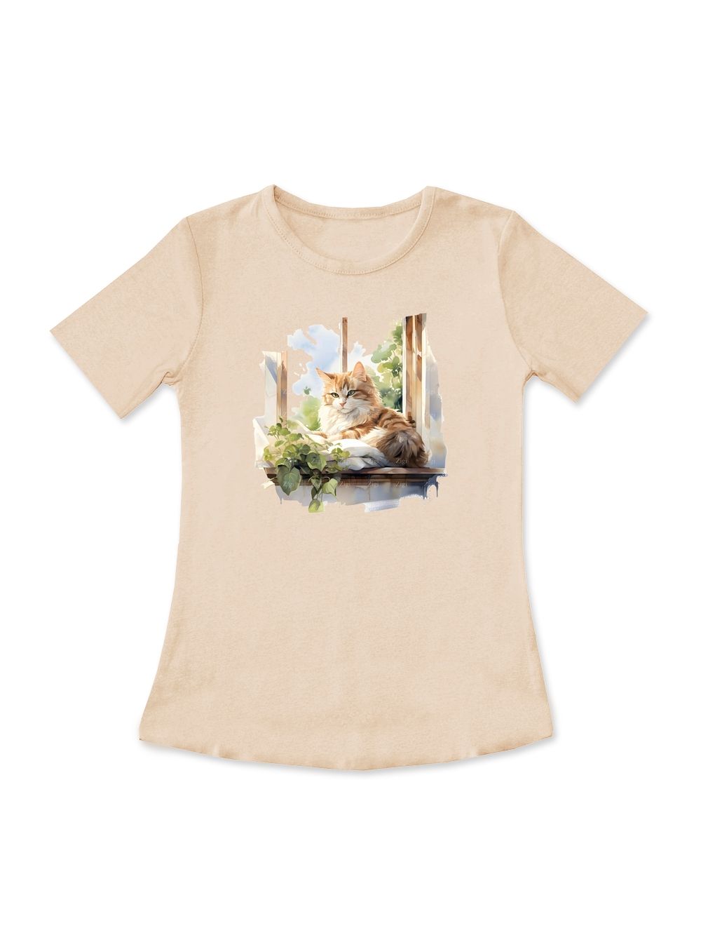 Djevojačka majica s kratkim rukavima CAT in the WINDOW