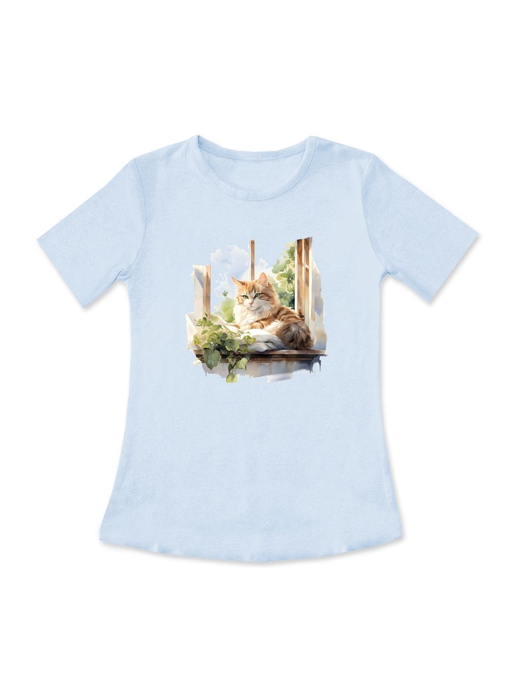 Djevojačka majica s kratkim rukavima CAT in the WINDOW