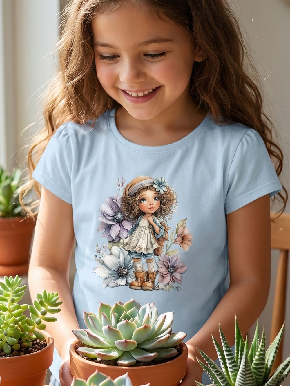 Djevojačka majica s kratkim rukavima FLOWER GIRL