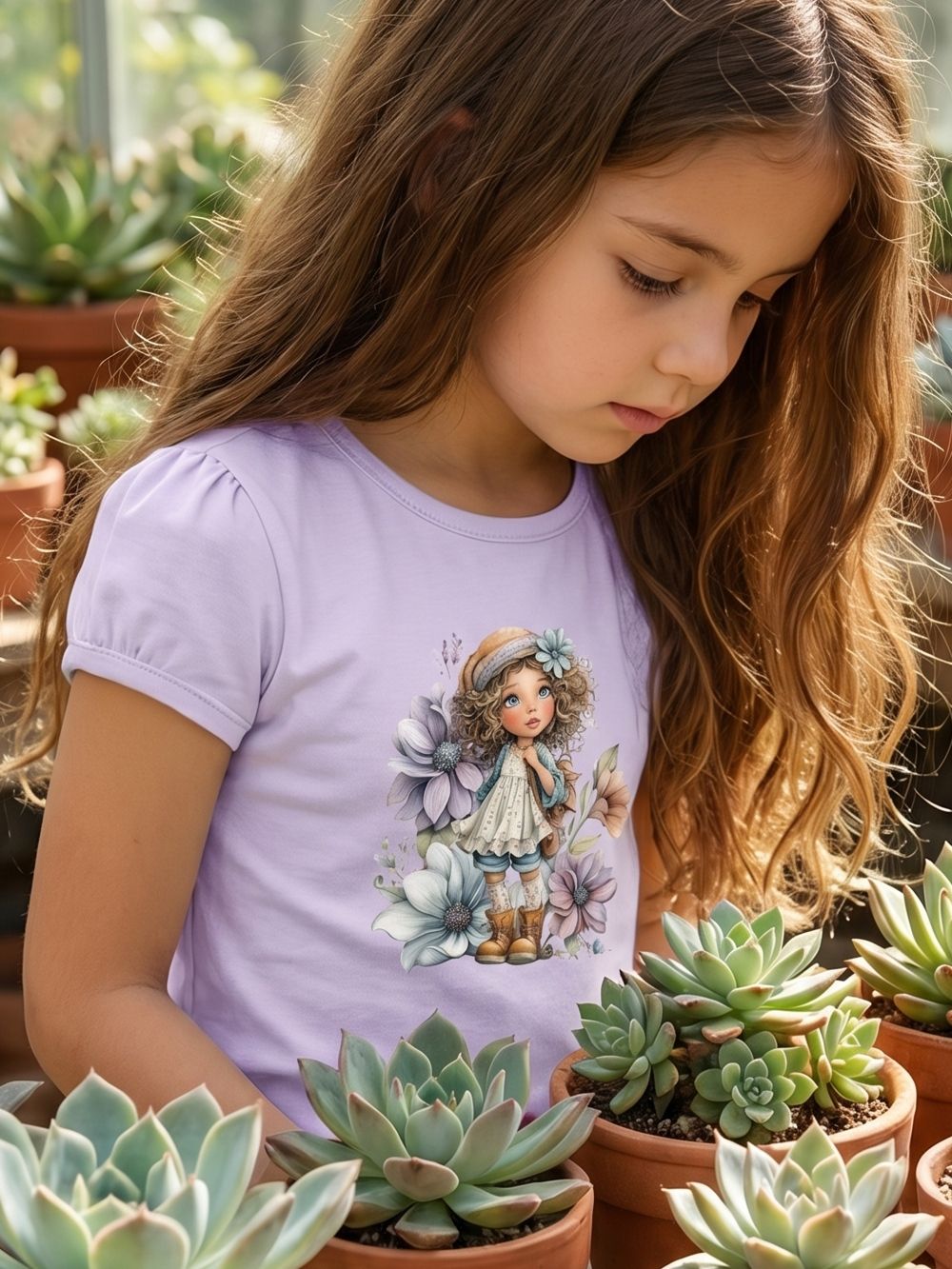 Djevojačka majica s kratkim rukavima FLOWER GIRL