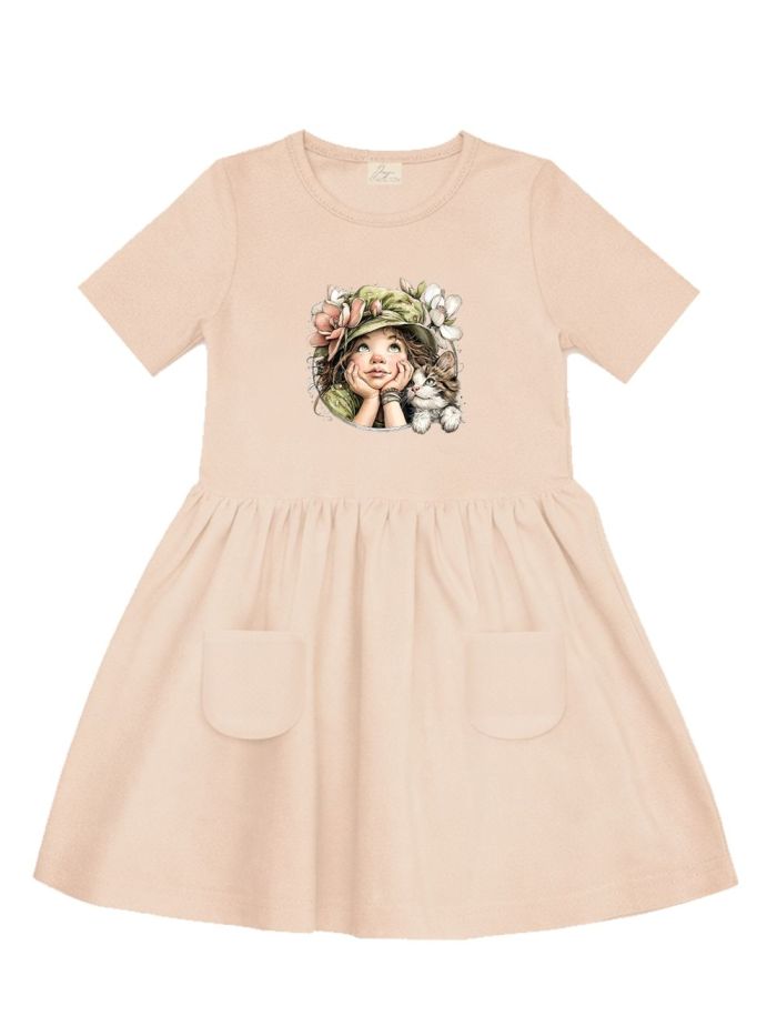 Djevojačka haljina s kratkim rukavima GIRL and CAT