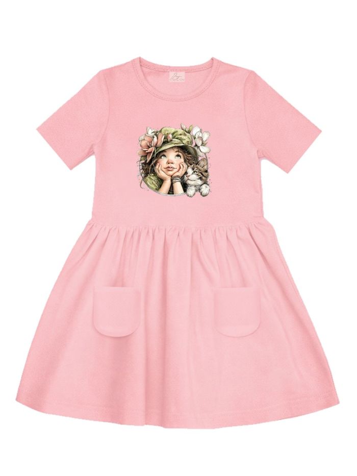Djevojačka haljina s kratkim rukavima GIRL and CAT