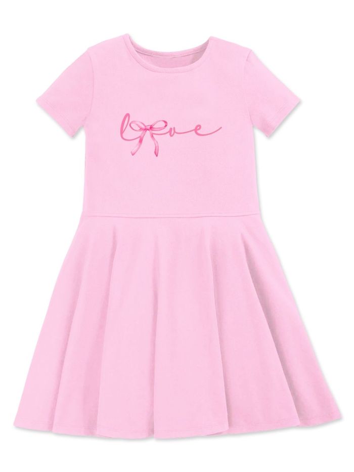 Djevojačka haljina s kratkim rukavima LOVE RIBBON