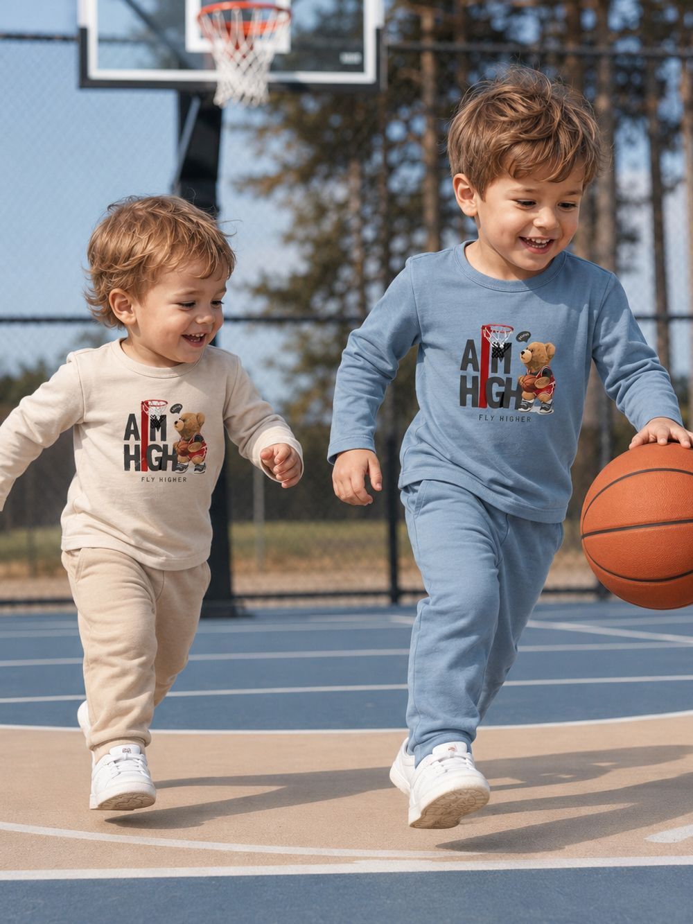 Majica dugih rukava za dječake BASKET BEAR