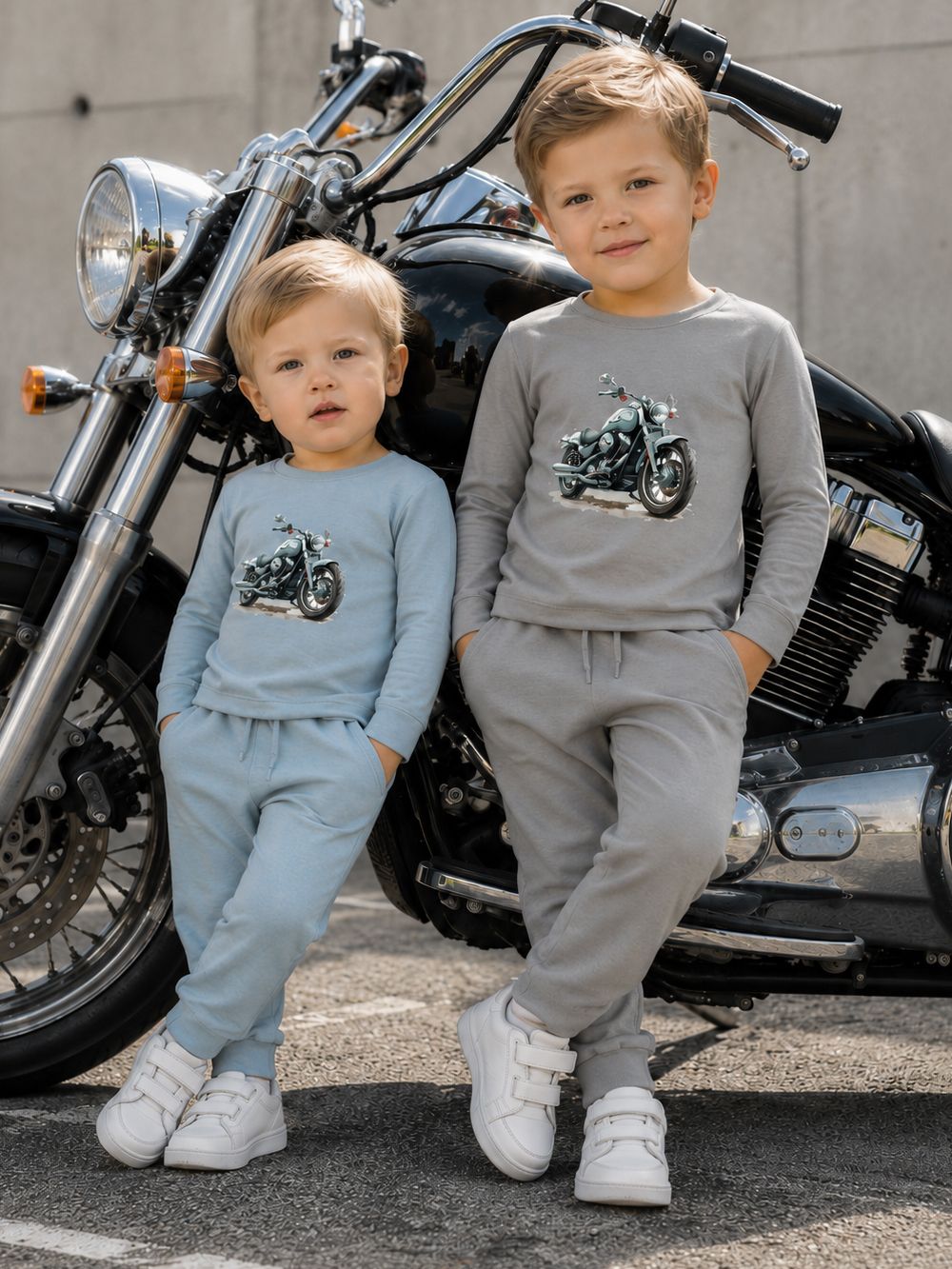 Majica dugih rukava za dječake MOTORBIKE