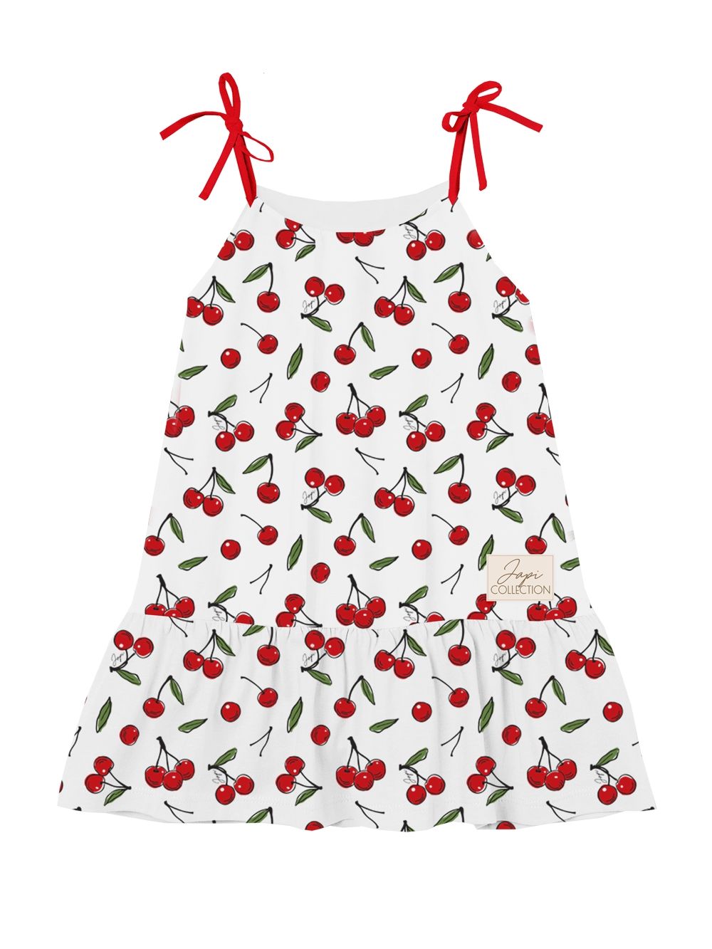 Šaty na ramienka s čerešňami