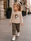 Djevojačka majica 1F s dugim rukavima LEOPARD