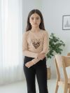 Djevojačka majica 1F s dugim rukavima LEOPARD